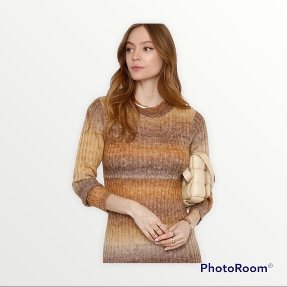 NWT HEARTLOOM x REVOLVE Ombre Tan Brown Marina Sweater Midi Dress, Medium - Picture 5 of 7